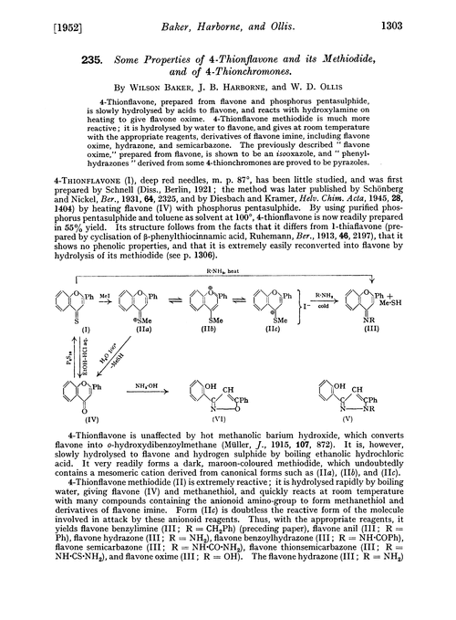 235. Some properties of 4-thionflavone and its methiodide, and of 4-thionchromones