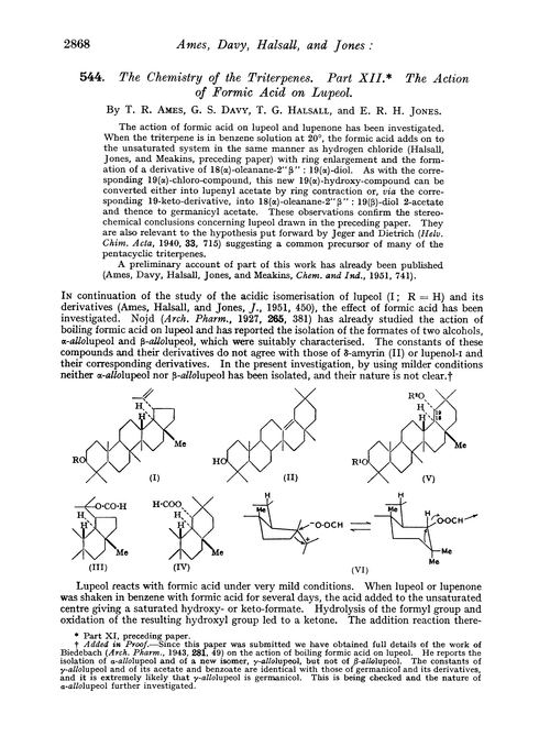 544. The chemistry of the triterpenes. Part XII. The action of formic acid on lupeol