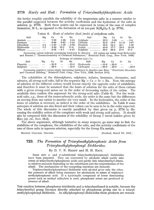 723. The formation of triarylmethylphosphonic acids from triarylmethylphosphonyl dichlorides