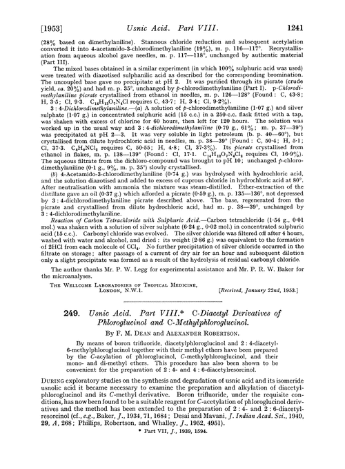 249. Usnic acid. Part VIII. C-diacetyl derivatives of phloroglucinol and C-methylphloroglucinol