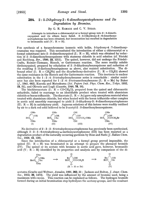 284. 2 : 5-Dihydroxy-3 : 6-dimethoxyacetophenone and its degradation by bromine