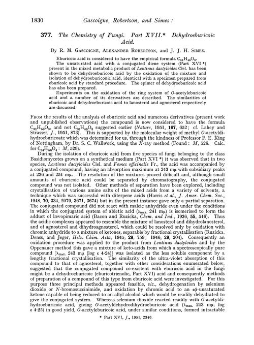 377. The chemistry of fungi. Part XVII. Dehydroeburicoic acid