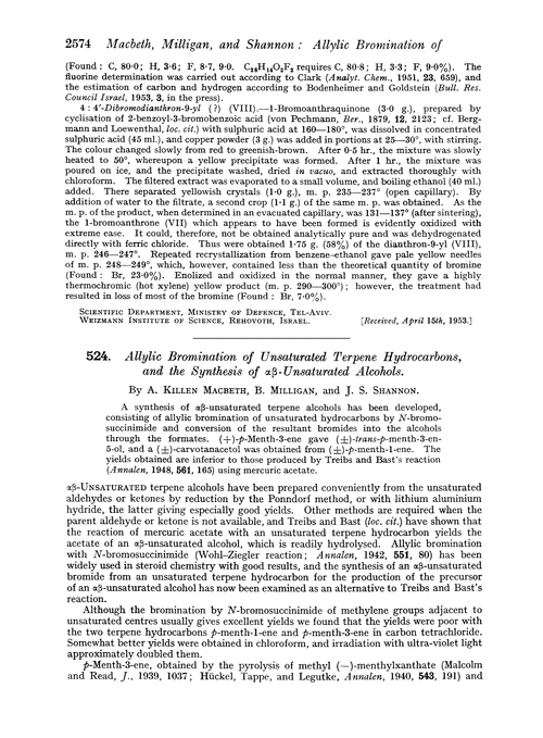 524. Allylic bromination of unsaturated terpene hydrocarbons, and the synthesis of αβ-unsaturated alcohols