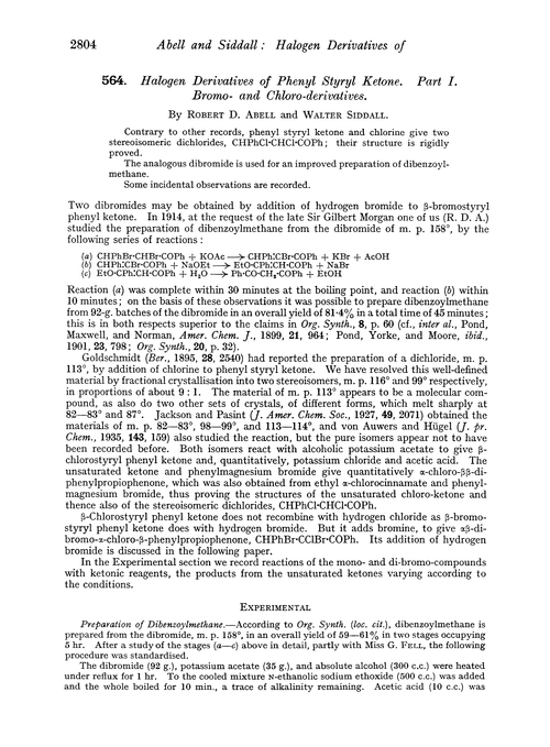 564. Halogen derivatives of phenyl styryl ketone. Part I. Bromo- and chloro-derivatives