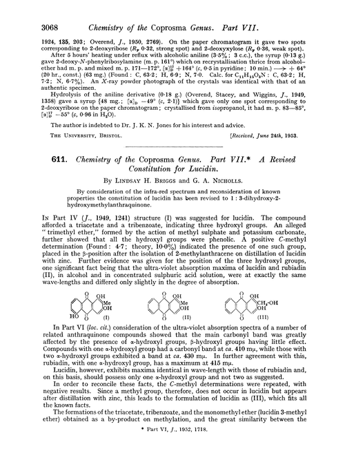 611. Chemistry of the Coprosma genus. Part VII. A revised constitution for lucidin