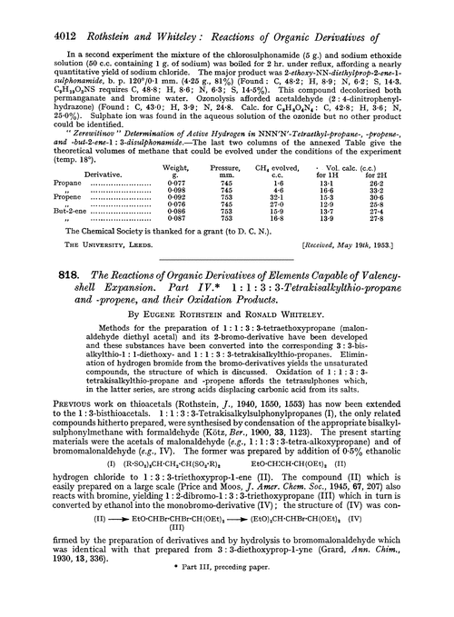 818. The reactions of organic derivatives of elements capable of valency-shell expansion. Part IV. 1 : 1 : 3 : 3-Tetrakisalkylthio-propane and -propene, and their oxidation products