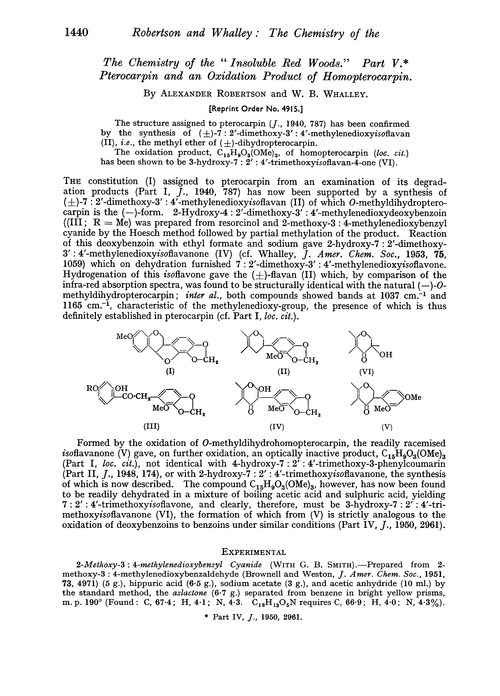 The chemistry of the “ insoluble red woods.” Part V. Pterocarpin and an oxidation product of homopterocarpin