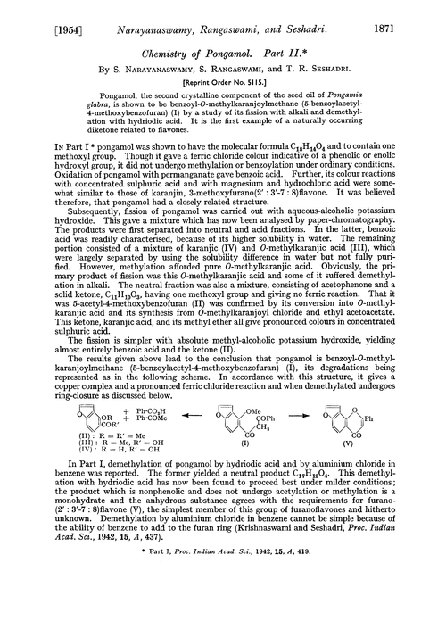 Chemistry of pongamol. Part II