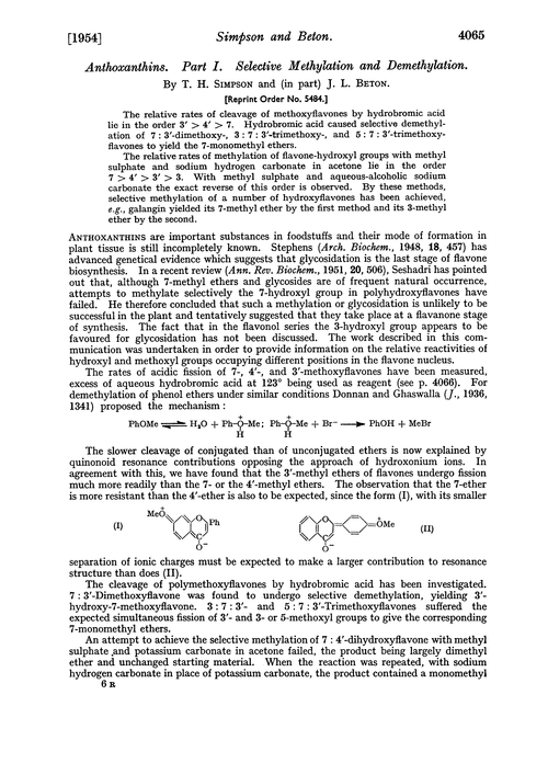 Anthoxanthins. Part I. Selective methylation and demethylation