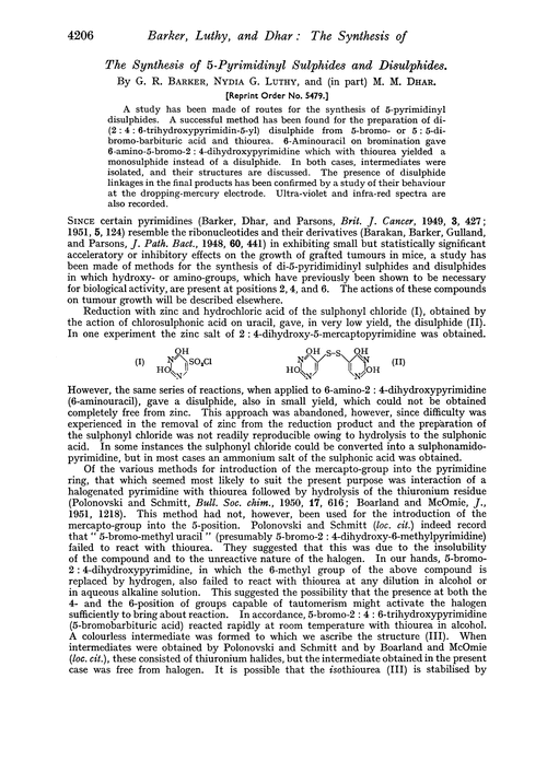 The synthesis of 5-pyrimidinyl sulphides and disulphides
