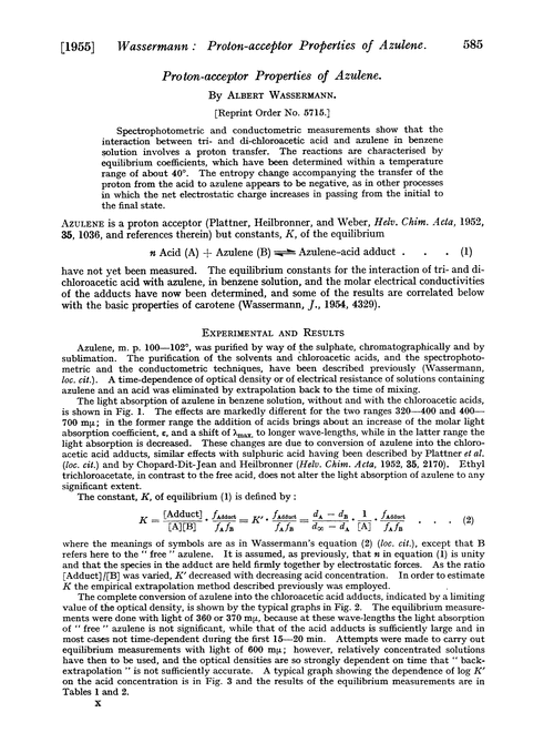 Proton-acceptor properties of azulene