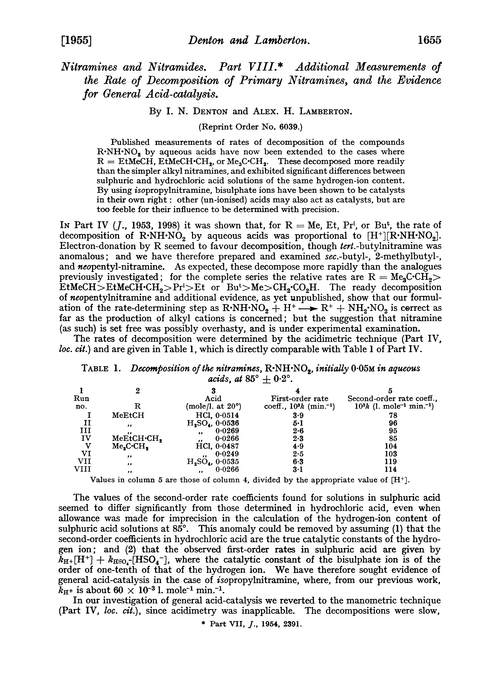 Nitramines and nitramides. Part VIII. Additional measurements of the rate of decomposition of primary nitramines, and the evidence for general acid-catalysis