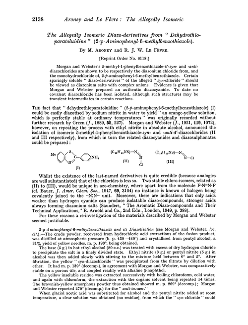 The allegedly isomeric diazo-derivatives from “dehydrothio-paratoluidine”(2-p-aminophenyl-6-methylbenzothiazole)
