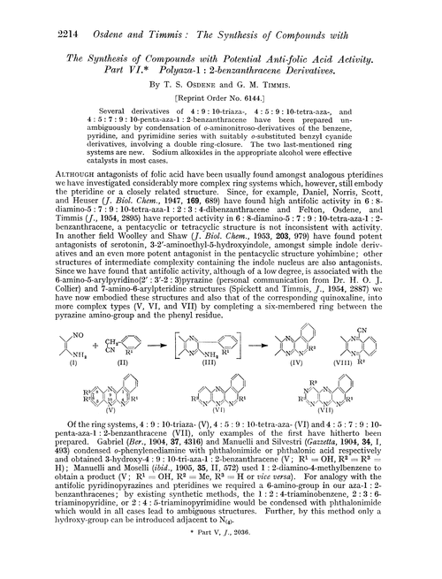 The synthesis of compounds with potential anti-folic acid activity. Part VI. Polyaza-1 : 2-benzanthracene derivatives