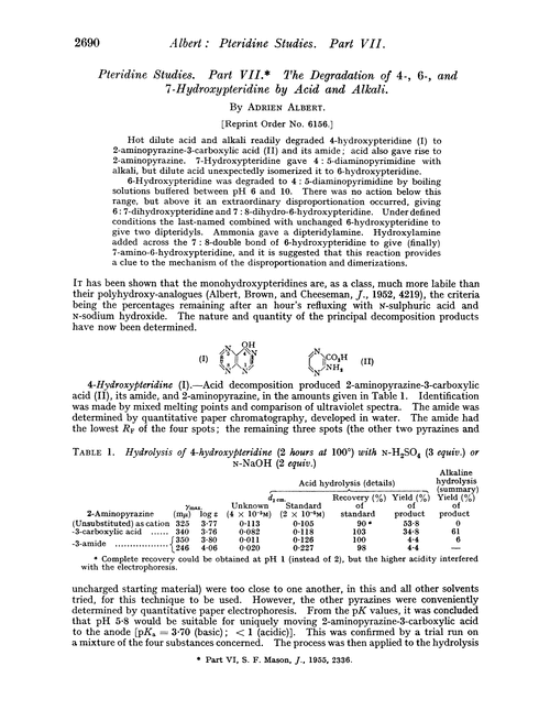 Pteridine studies. Part VII. The degradation of 4-, 6-, and 7-hydroxypteridine by acid and alkali