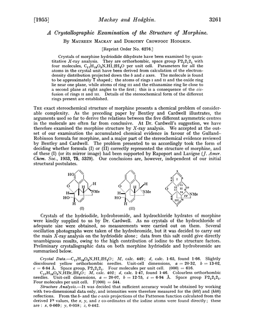 A crystallographic examination of the structure of morphine