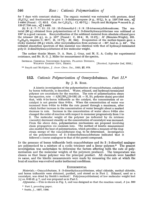112. Cationic polymerisation of oxacyclobutanes. Part II.