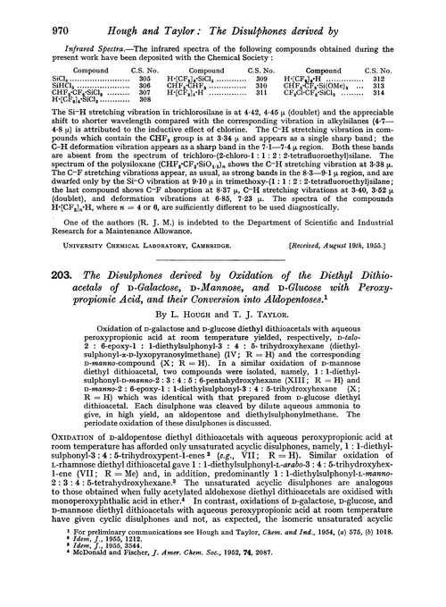 203. The disulphones derived by oxidation of the diethyl dithioacetals of D-galactose, D-mannose, and D-glucose with peroxypropionic acid, and their conversion into aldopentoses