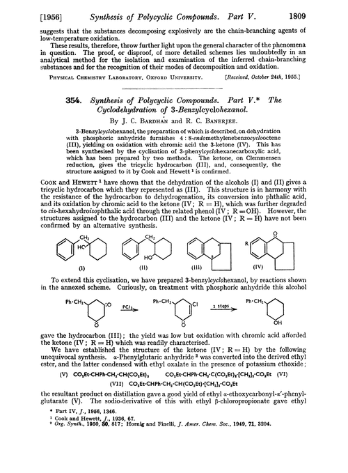 354. Synthesis of polycyclic compounds. Part V. The cyclodehydration of 3-benzylcyclohexanol