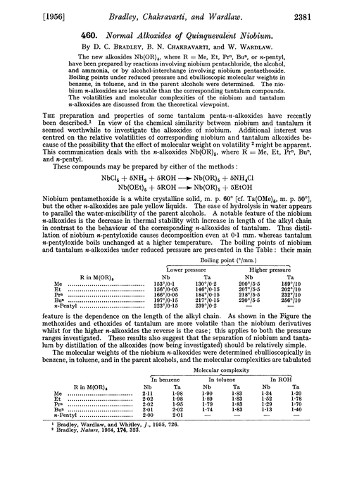 460. Normal alkoxides of quinquevalent niobium