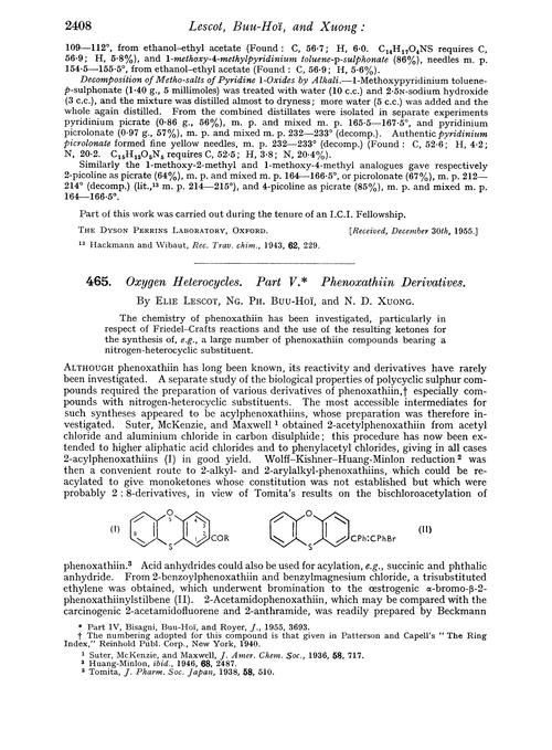 465. Oxygen heterocycles. Part V. Phenoxathiin derivatives