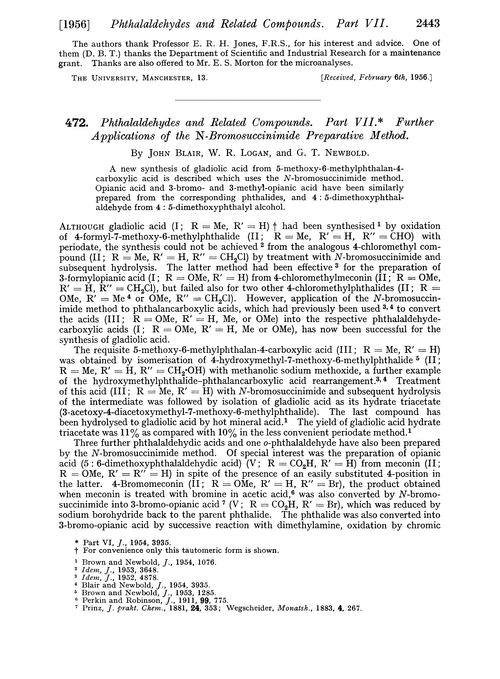 472. Phthalaldehydes and related compounds. Part VII. Further applications of the N-bromosuccinimide preparative method
