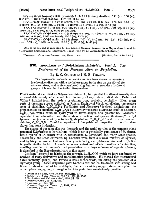 530. Aconitum and delphinium alkaloids. Part I. The environment of the nitrogen atom in delpheline
