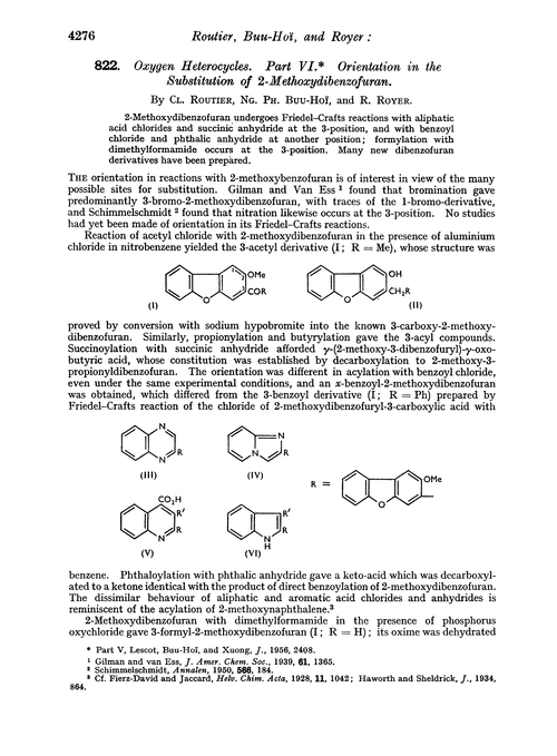 822. Oxygen heterocycles. Part VI. Orientation in the substitution of 2-methoxydibenzofuran