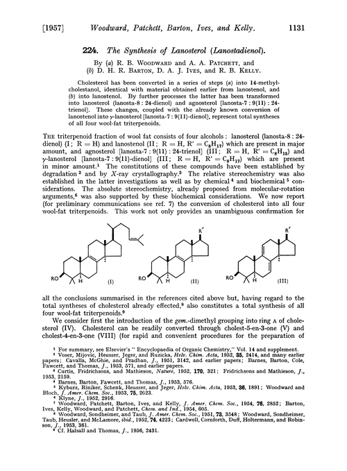 224. The synthesis of lanosterol (lanostadienol)