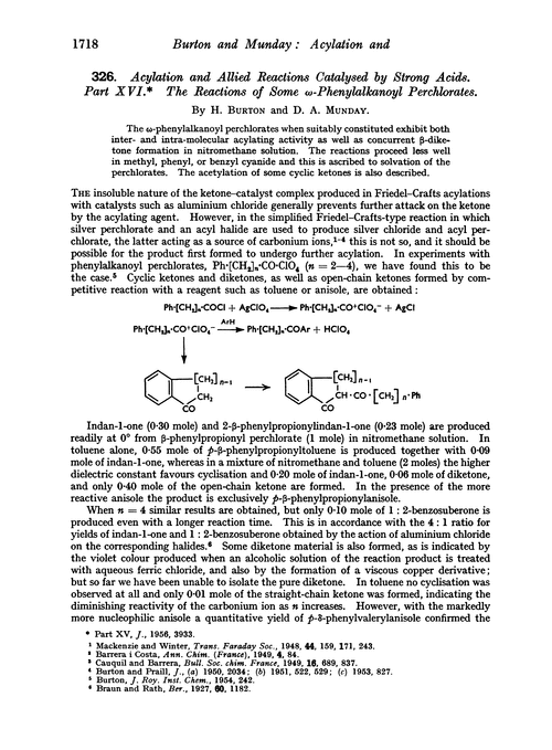 326. Acylation and allied reactions catalysed by strong acids. Part XVI. The reactions of some ω-phenylalkanoyl perchlorates