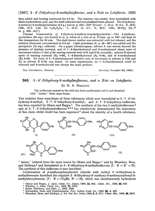 345. 5 : 4′-Dihydroxy-8-methylisoflavone, and a note on lotoflavin