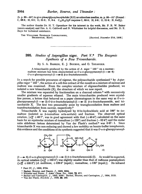 395. Studies of Aspergillus niger. Part V. The enzymic synthesis of a new trisaccharide