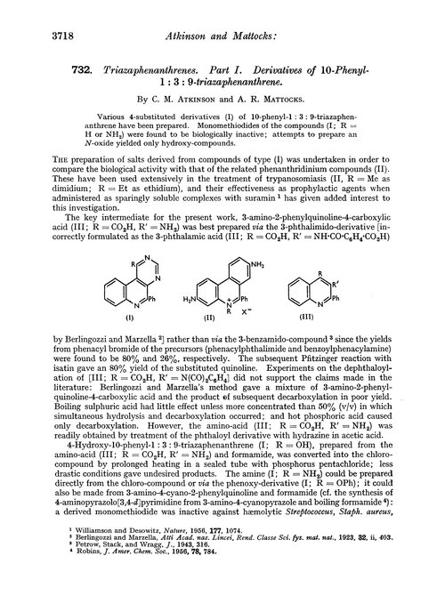 732. Triazaphenanthrenes. Part I. Derivatives of 10-phenyl- 1 : 3 : 9-triazaphenanthrene