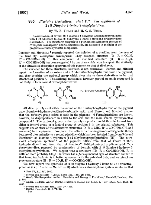 835. Pteridine derivatives. Part V. The synthesis of 2 : 8-dihydro-2-imino-8-alkylpteridines