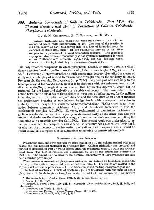 869. Addition compounds of gallium trichloride. Part IV. The thermal stability and heat of formation of gallium trichloride–phosphorus trichloride