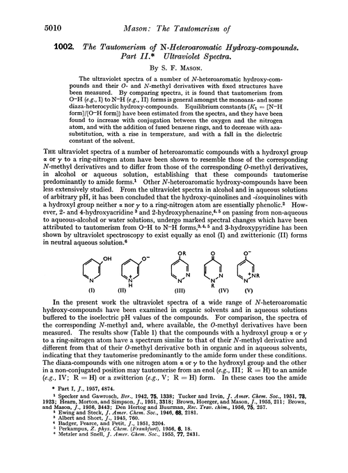 1002. The tautomerism of N-heteroaromatic hydroxy-compounds. Part II. Ultraviolet spectra