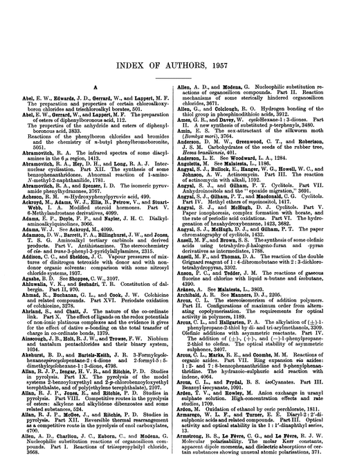 Index of authors, 1957