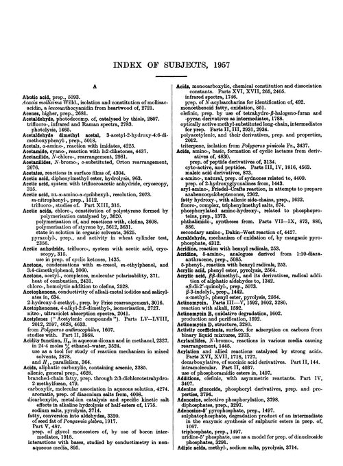 Index of subjects, 1957