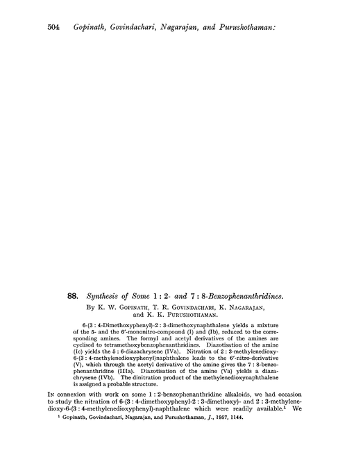 88. Synthesis of some 1 : 2- and 7 : 8-benzophenanthridines