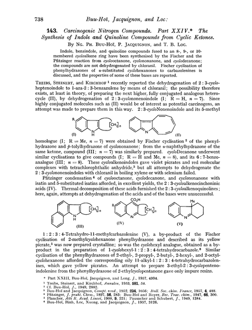 143. Carcinogenic nitrogen compounds. Part XXIV. The synthesis of indole and quinoline compounds from cyclic ketones