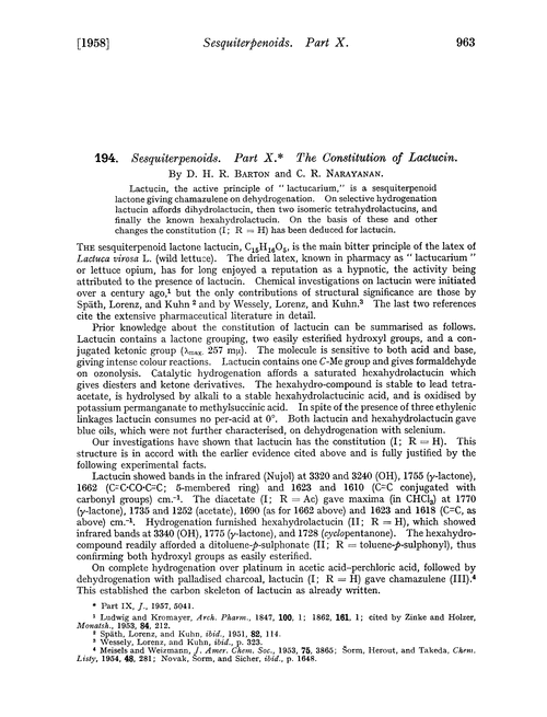 194. Sesquiterpenoids. Part X. The constitution of lactucin