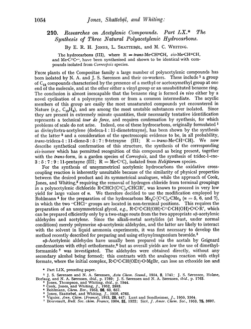 210. Researches on acetylenic compounds. Part LX. The synthesis of three natural polyacetylenic hydrocarbons