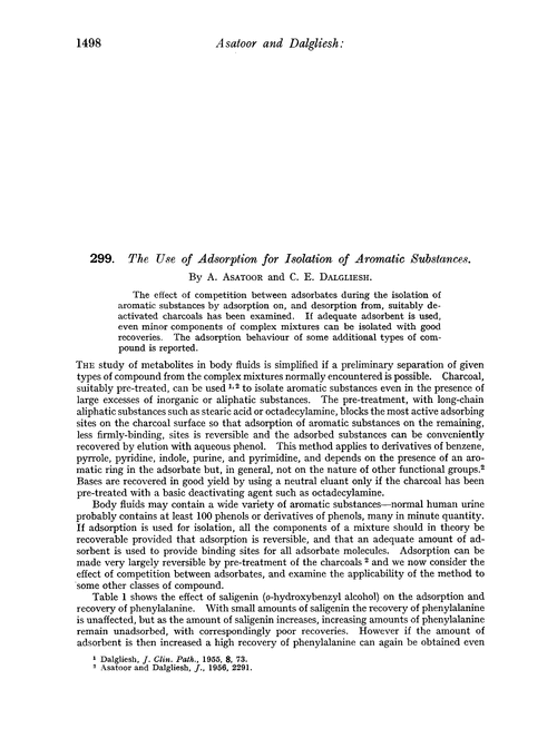 299. The use of adsorption for isolation of aromatic substances