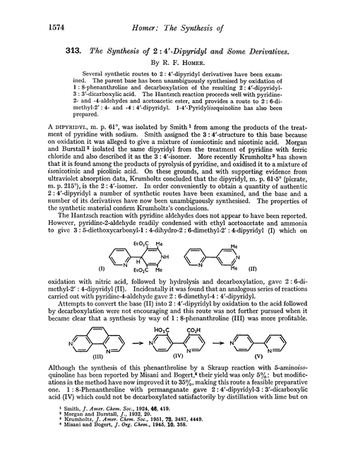 313. The synthesis of 2 : 4′-dipyridyl and some derivatives