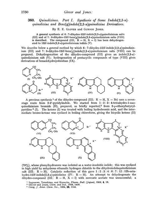 360. Quinolizines. Part I. Synthesis of some indolo[2,3-a]-quinolizine and benz[g]indolo[2,3-a]quinolizine derivatives