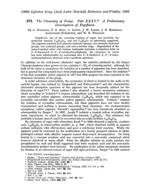 373. The chemistry of fungi. Part XXXV. A preliminary investigation of ergoflavin