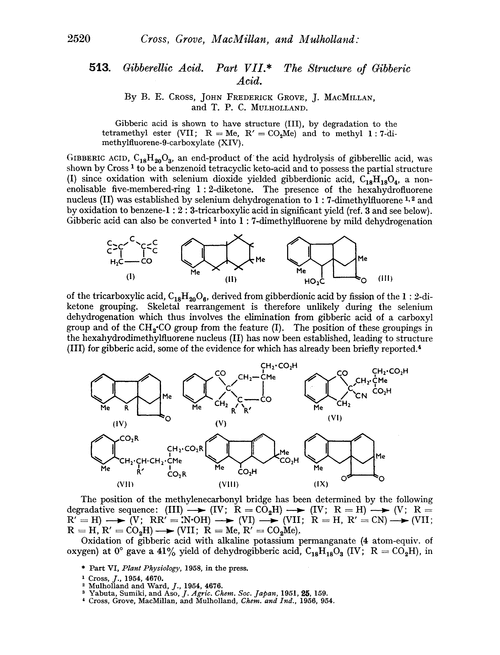 513. Gibberellic acid. Part VII. The structure of gibberic acid