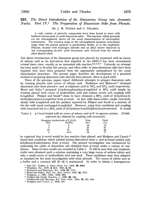 521. The direct introduction of the diazonium group into aromatic nuclei. Part IV. The preparation of diazonium salts from phenols