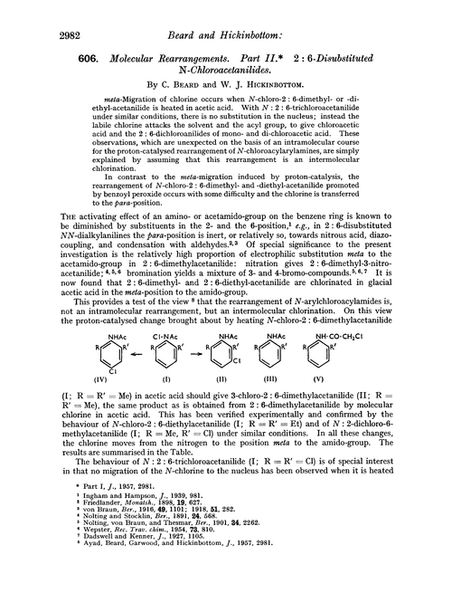 606. Molecular rearrangements. Part II. 2 : 6-Disubstituted N-chloroacetanilides