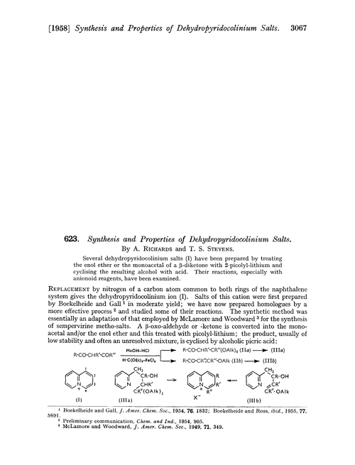 623. Synthesis and properties of dehydropyridocolinium salts